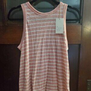 Pink & White Striped Tank Top